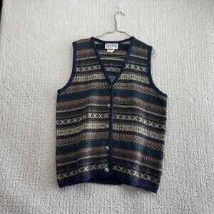 Vintage Ilanco Nordic / Fair Isle Button Up Cardigan Wool Blend Boho Indie Sz M